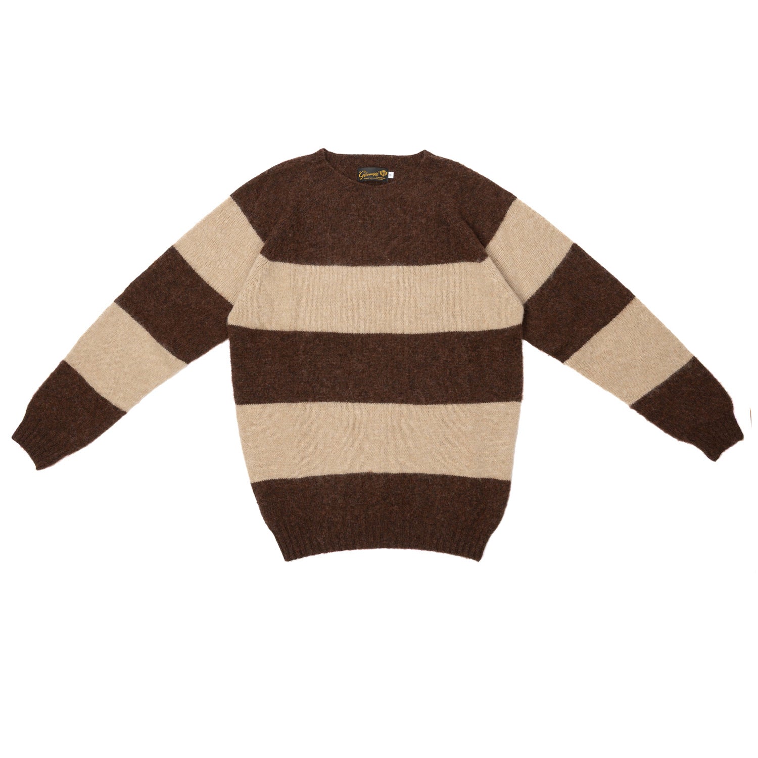 Glenugie exklusiv x MJ: Pullover "College Stripe Jumper" aus reiner Wolle - Circulare Knit Pure Brushed Shetland